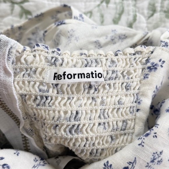 Reformation Casterly Linen Puff Sleeve Tie Back Top Madeline Floral Print Size 4 - Picture 8 of 8